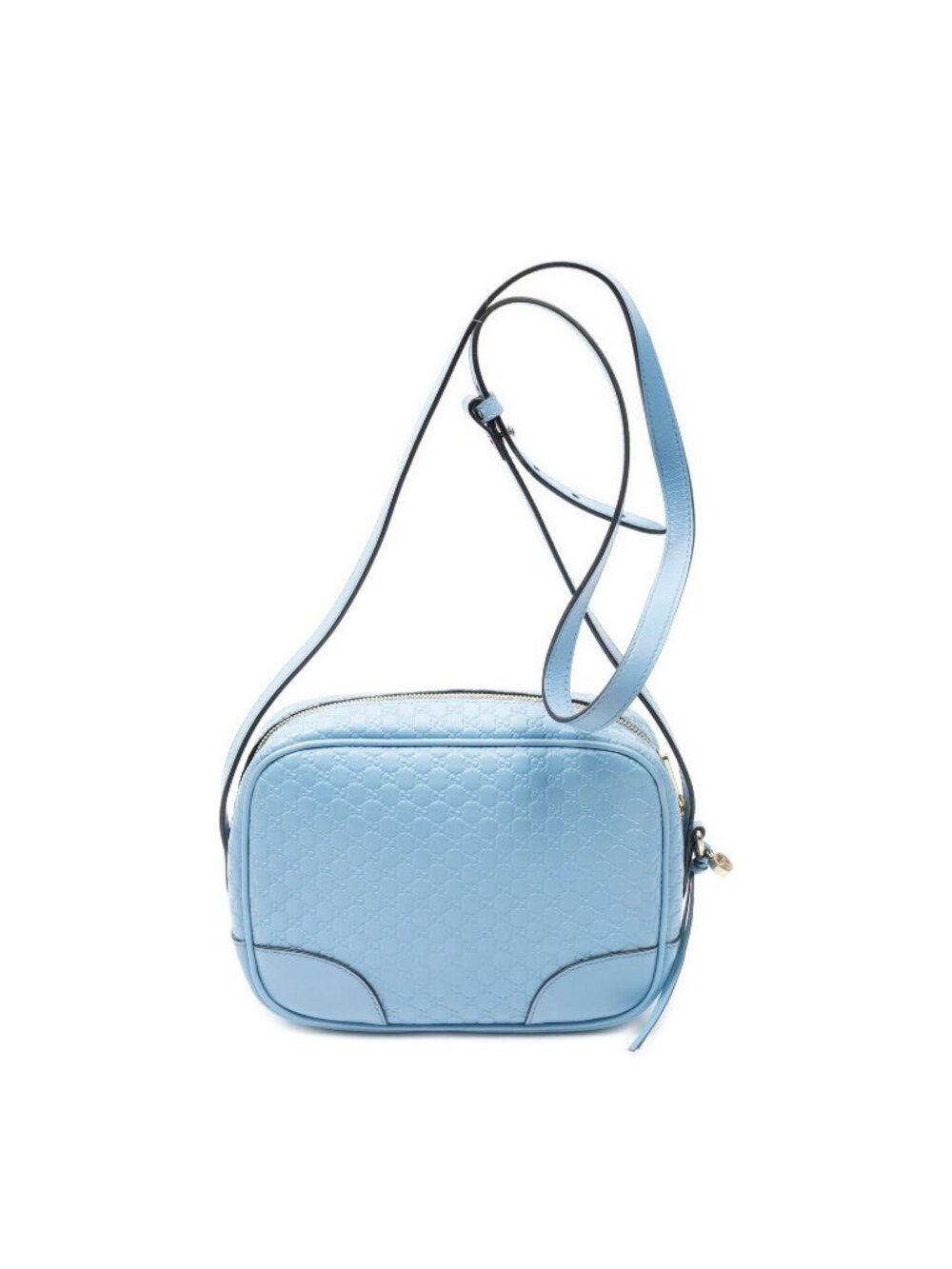 Gucci Bree Cross Belt Bag Blue Micro Guccissima Leather